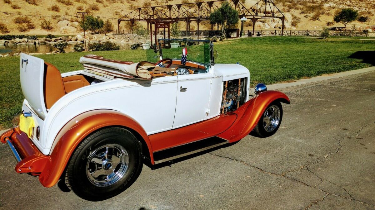 1929 Pearl white/ Tangerine metallic Ford Model A Convertible