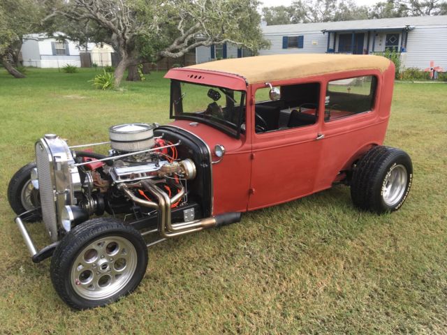1929 red primer Ford Model A 2dr
