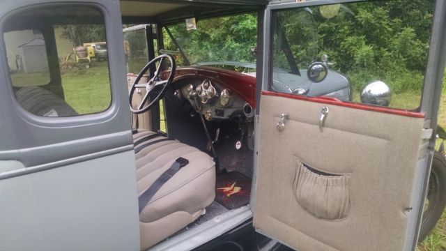 1930 gray on gray, black fenders Ford Model A 5 window  coupe
