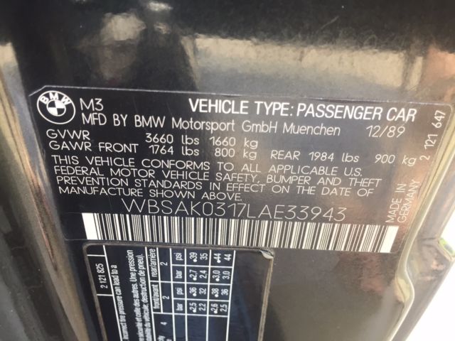 1990 Diamond Schwartz BMW M3