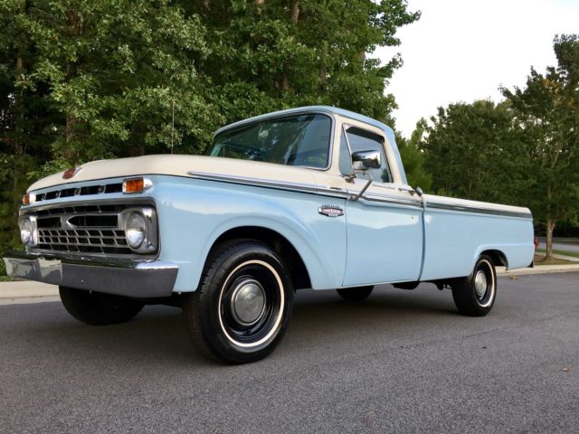 1966 Arcadian Blue and Wimbledon White Ford F-100 Standard Cab Pickup