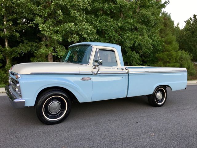 1966 Arcadian Blue and Wimbledon White Ford F-100 Standard Cab Pickup