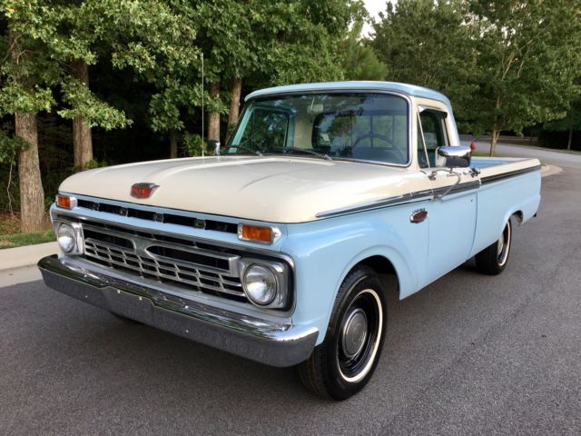 1966 Arcadian Blue and Wimbledon White Ford F-100 Standard Cab Pickup