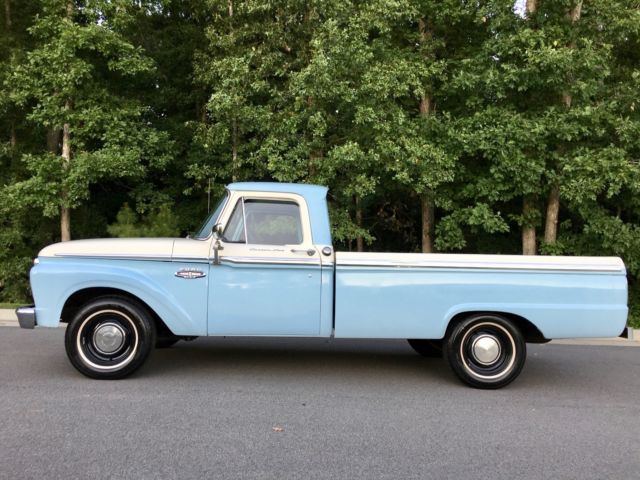 1966 Arcadian Blue and Wimbledon White Ford F-100 Standard Cab Pickup