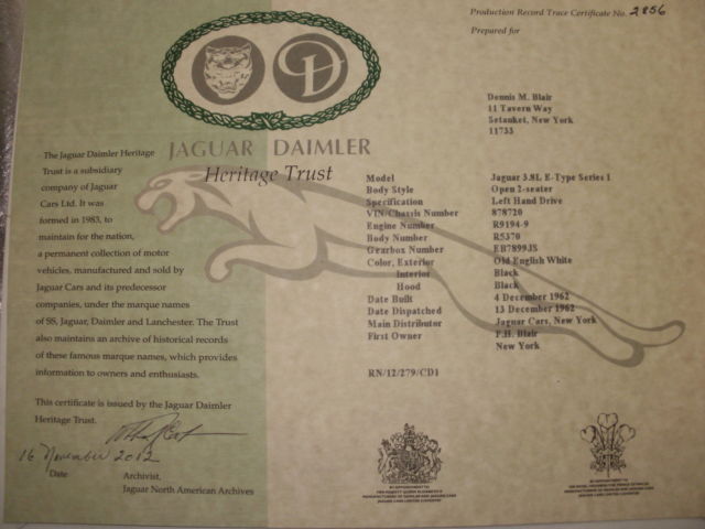 1963 White Jaguar E-Type Roadster