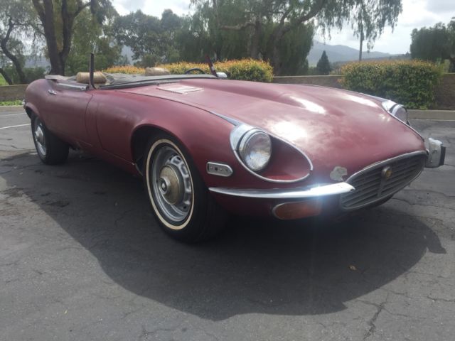 1972 Burgundy Jaguar E-Type Convertible