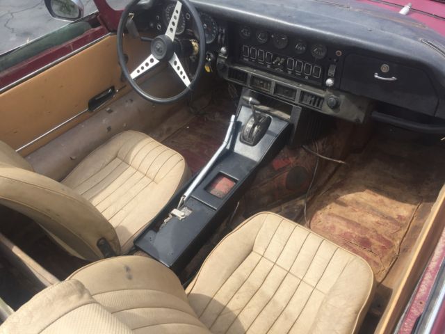 1972 Burgundy Jaguar E-Type Convertible