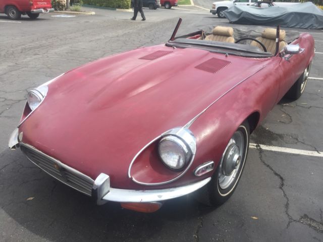 1972 Burgundy Jaguar E-Type Convertible