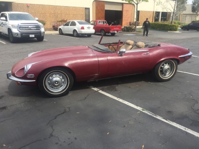 1972 Burgundy Jaguar E-Type Convertible