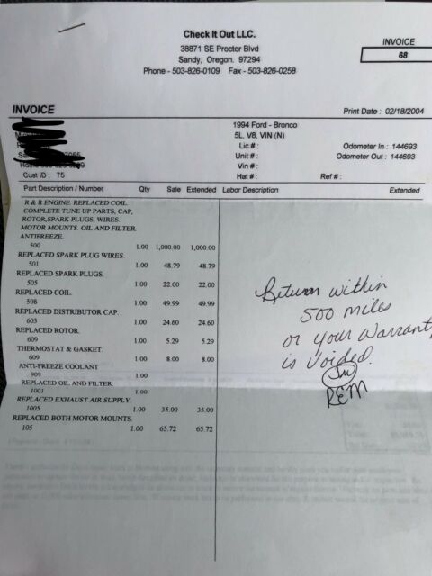 1994 White Ford Bronco SUV