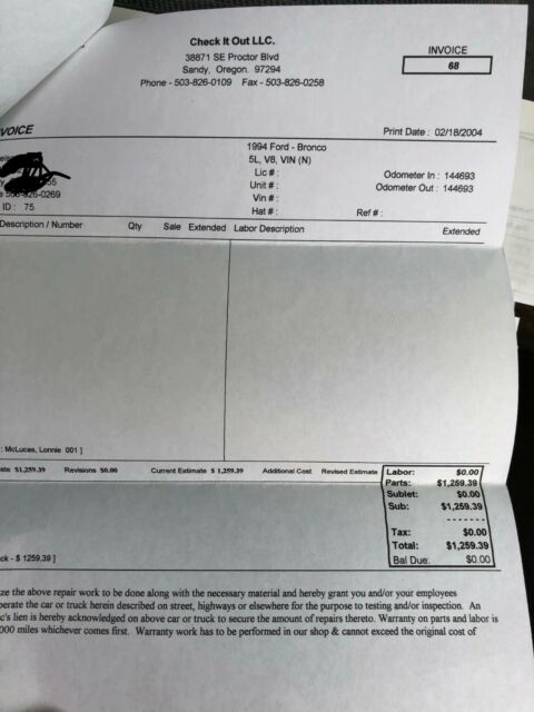 1994 White Ford Bronco SUV