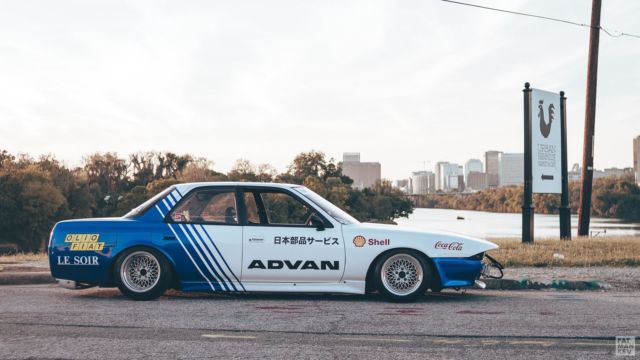 1991 White/Blue Toyota Cresta 1G-FE 15" SSR Formula Mesh Longnose Shaved Rear Show Car