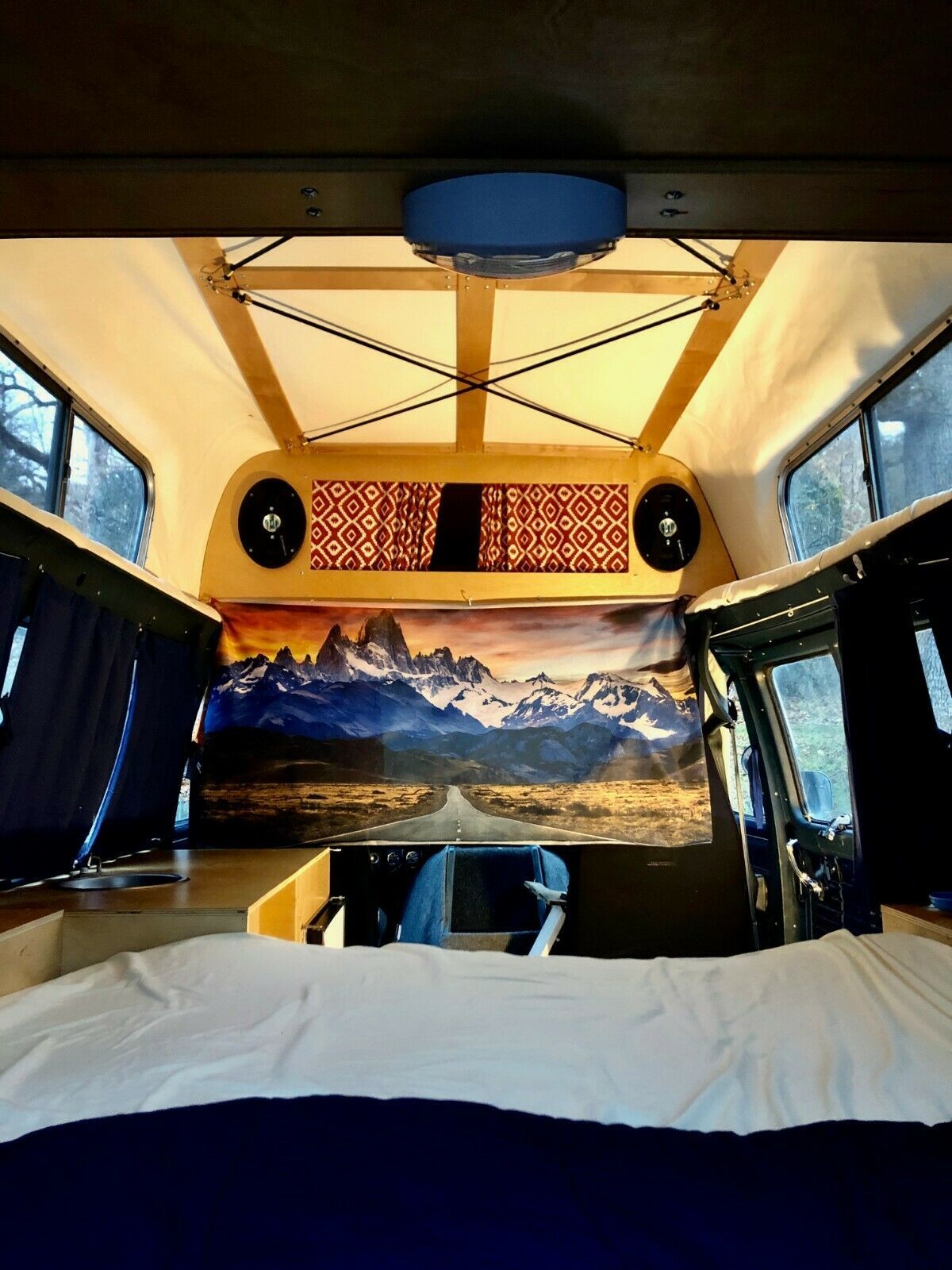 1976 White and Blue GMC C20 Van Camper