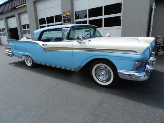 1957 Starmist Blue and Colonial White Ford Fairlane Retractable Hardtop Convertible