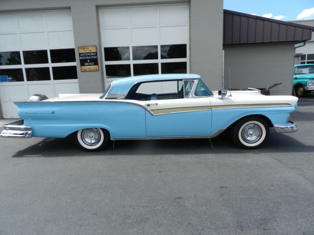 1957 Starmist Blue and Colonial White Ford Fairlane Retractable Hardtop Convertible