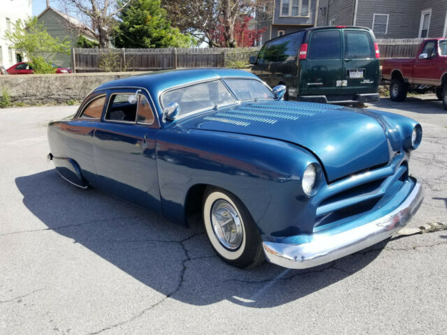 1949 Blue Ford Lowered and Chopped Custom Coupe