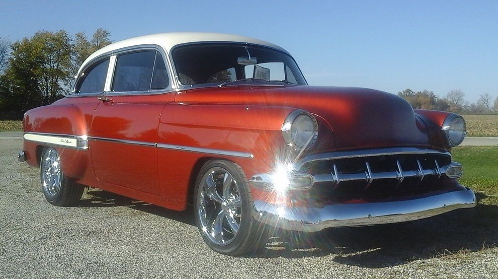 1954 Mango Tango Orange/ Cool Vanilla Chevrolet Bel Air/150/210 Sedan
