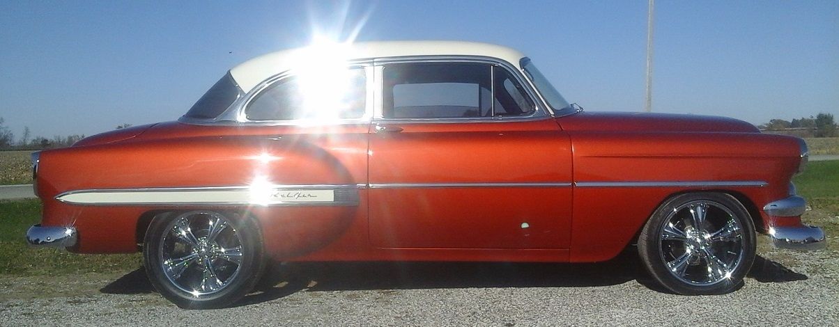 1954 Mango Tango Orange/ Cool Vanilla Chevrolet Bel Air/150/210 Sedan