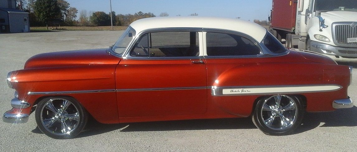 1954 Mango Tango Orange/ Cool Vanilla Chevrolet Bel Air/150/210 Sedan