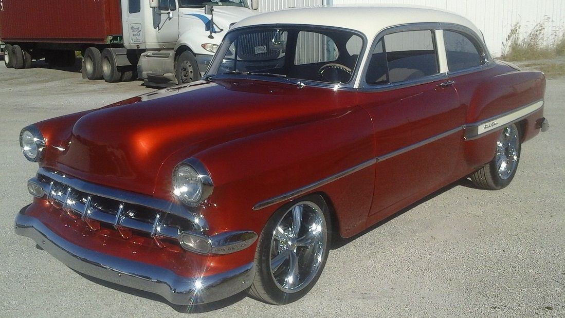 1954 Mango Tango Orange/ Cool Vanilla Chevrolet Bel Air/150/210 Sedan