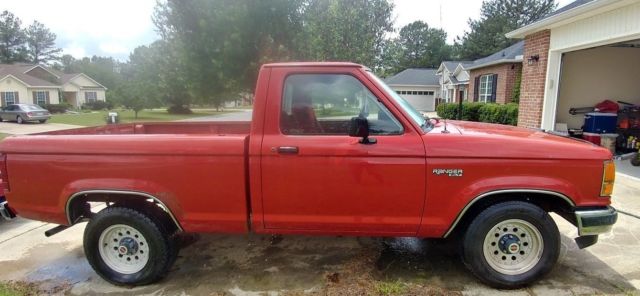 1990 Red Ford Ranger Standard Cab Pickup