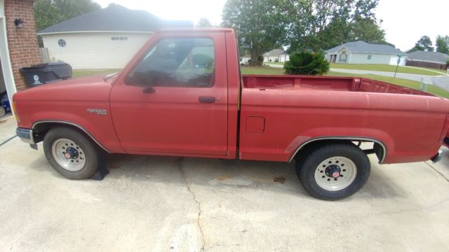 1990 Red Ford Ranger Standard Cab Pickup
