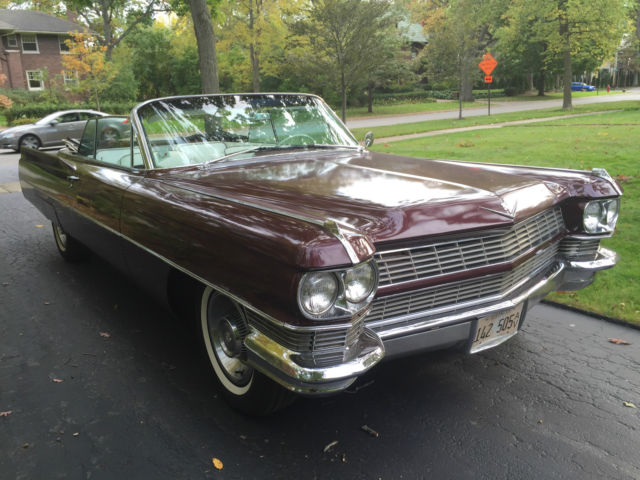 1964 Maroon Cadillac DeVille Convertible