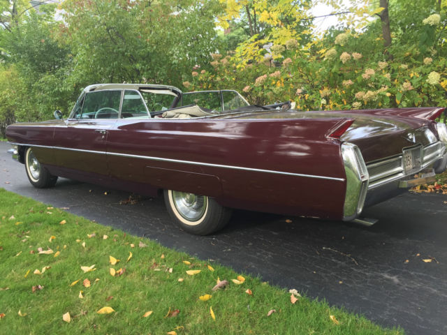 1964 Maroon Cadillac DeVille Convertible