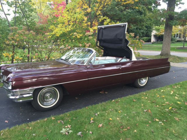 1964 Maroon Cadillac DeVille Convertible