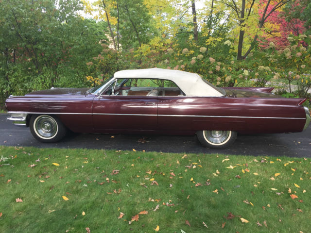 1964 Maroon Cadillac DeVille Convertible
