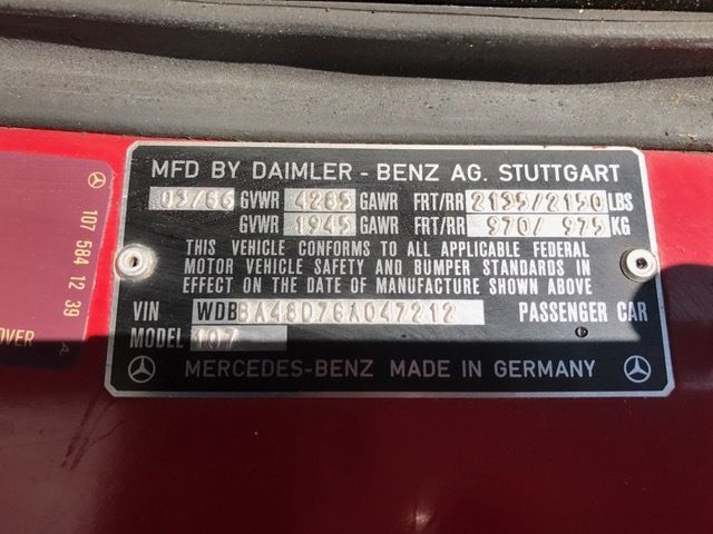 1986 Mercedes-Benz SL-Class Convertible