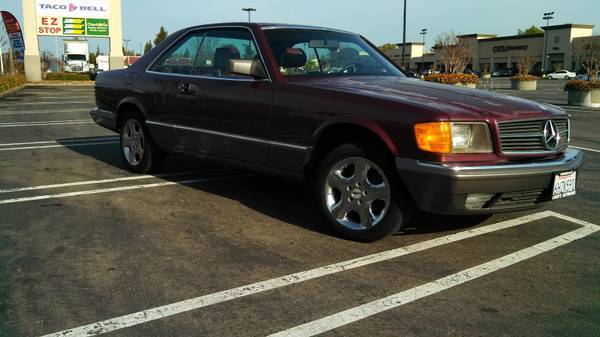 1985 Maroon Mercedes-Benz 500-Series Coupe