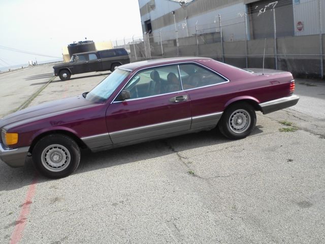 1985 Maroon Mercedes-Benz 500-Series Coupe