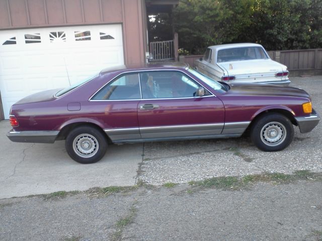 1985 Maroon Mercedes-Benz 500-Series Coupe