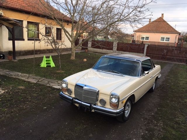 1972 cream and black Mercedes-Benz W114 Coupe