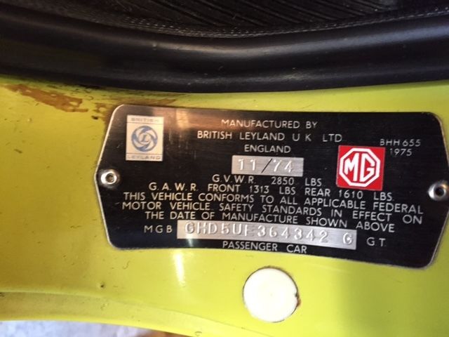 1972 Green MG MGB Coupe