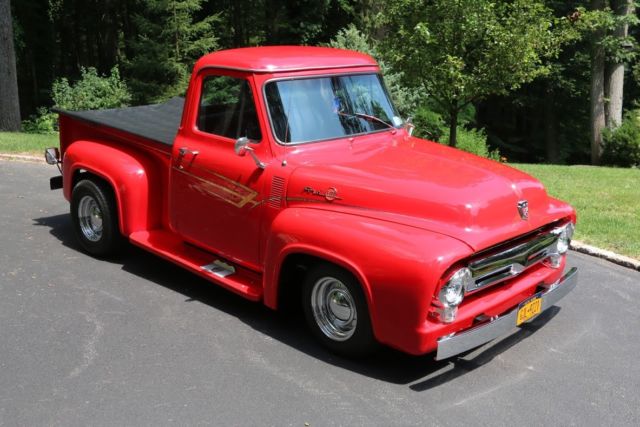 1955 Red Ford F-100 Standard Cab Pickup