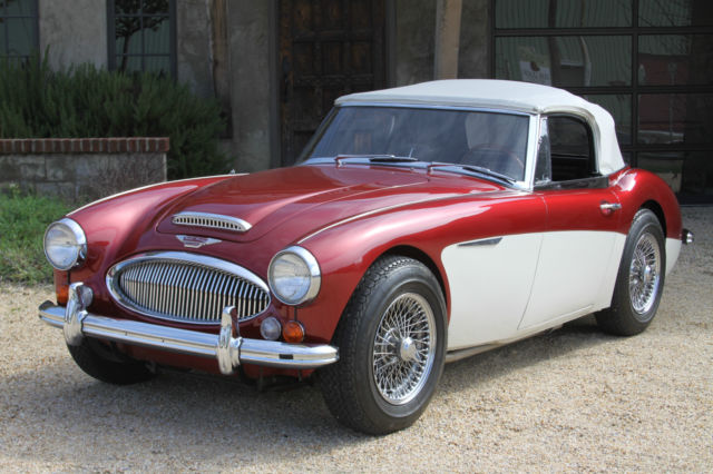 1967 Red and White Austin Healey 3000 Convertible