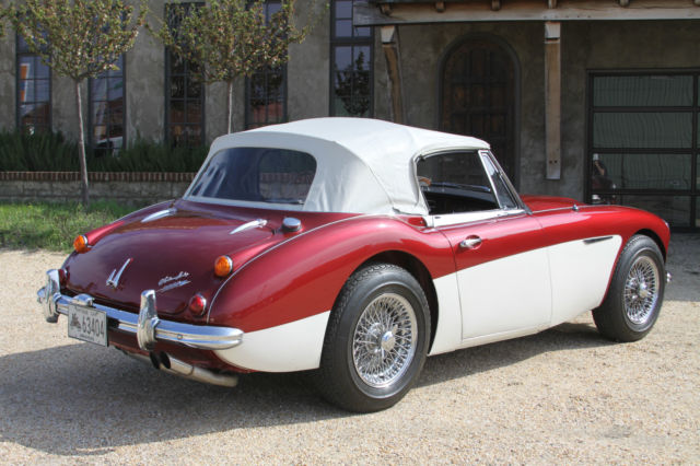 1967 Red and White Austin Healey 3000 Convertible