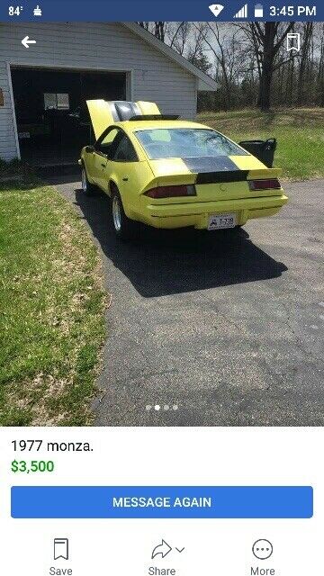 1977 Yellow Chevrolet Monza Hatchback