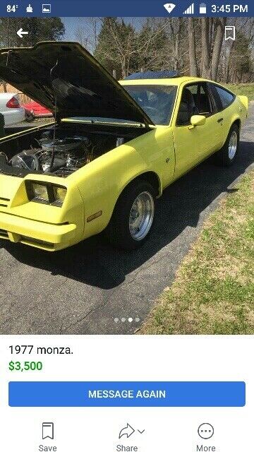 1977 Yellow Chevrolet Monza Hatchback