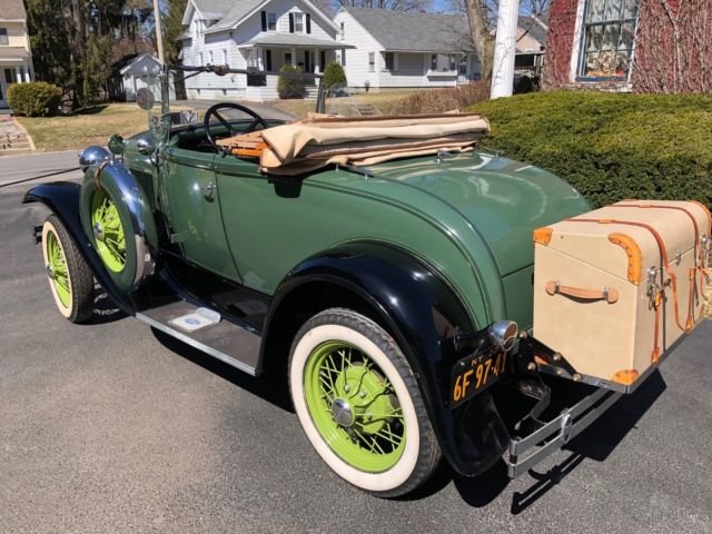 1930 Green (two shades) and Black Ford Model A Convertible