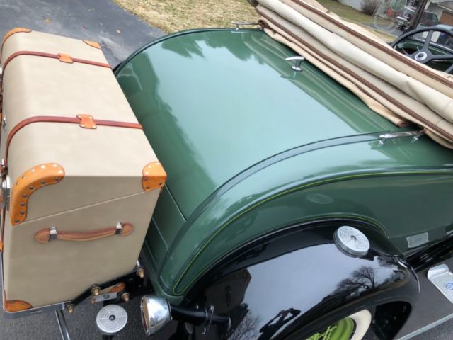 1930 Green (two shades) and Black Ford Model A Convertible