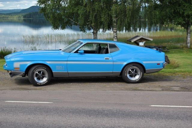 19710000 Black Leather sport Ford 429 Cobra Jet Grabber-Blue Fastback