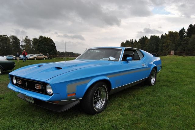 19710000 Black Leather sport Ford 429 Cobra Jet Grabber-Blue Fastback
