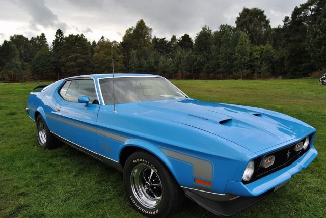 19710000 Black Leather sport Ford 429 Cobra Jet Grabber-Blue Fastback