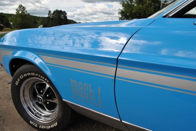 19710000 Black Leather sport Ford 429 Cobra Jet Grabber-Blue Fastback