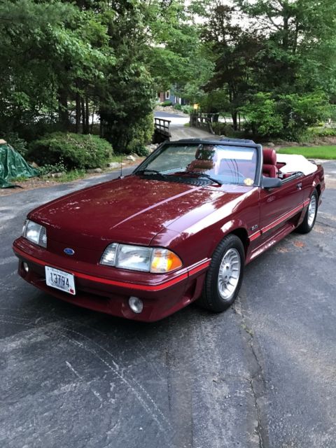 1988 Burgundy Ford Mustang Convertible