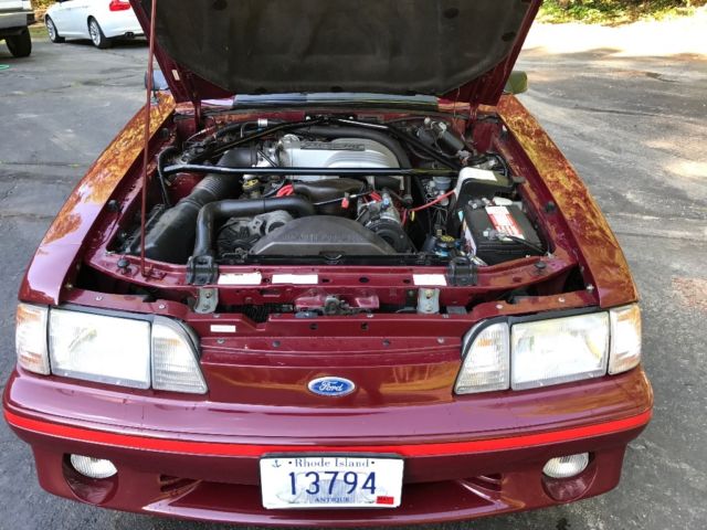 1988 Burgundy Ford Mustang Convertible