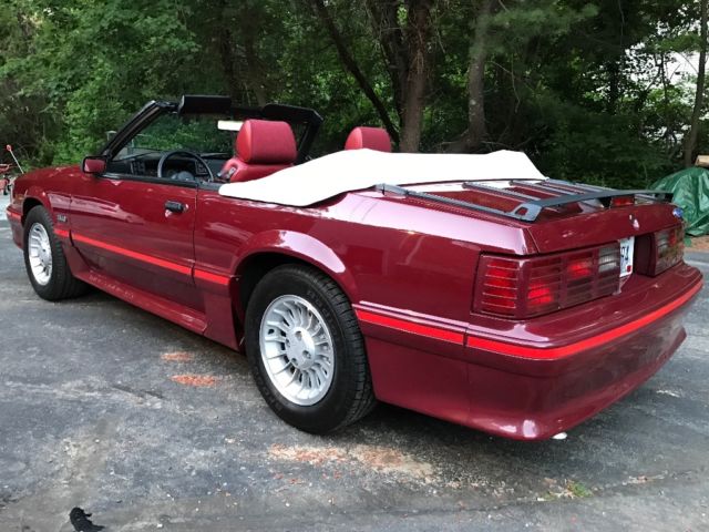 1988 Burgundy Ford Mustang Convertible